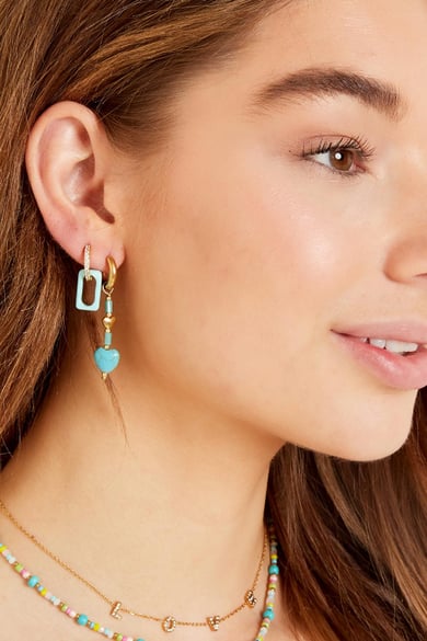 Ohrringe mit blauen Herzen - #summergirls-Kollektion Blau &amp; Goldfarbe Stone h5 Bild2